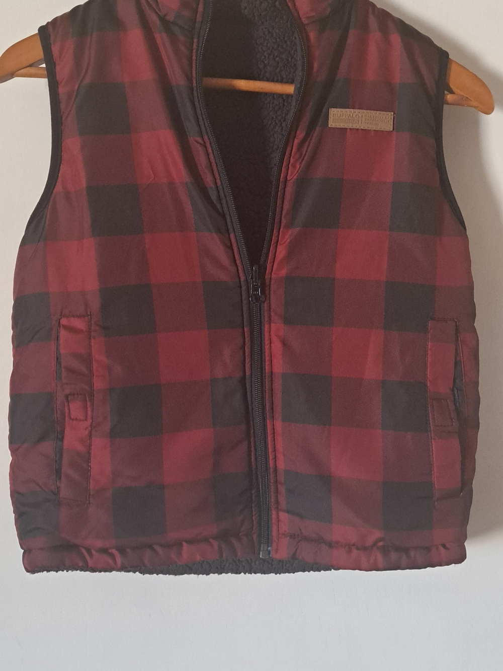 Buffalo David Bitton Kids Red and Black Plaid Puffer Vest
